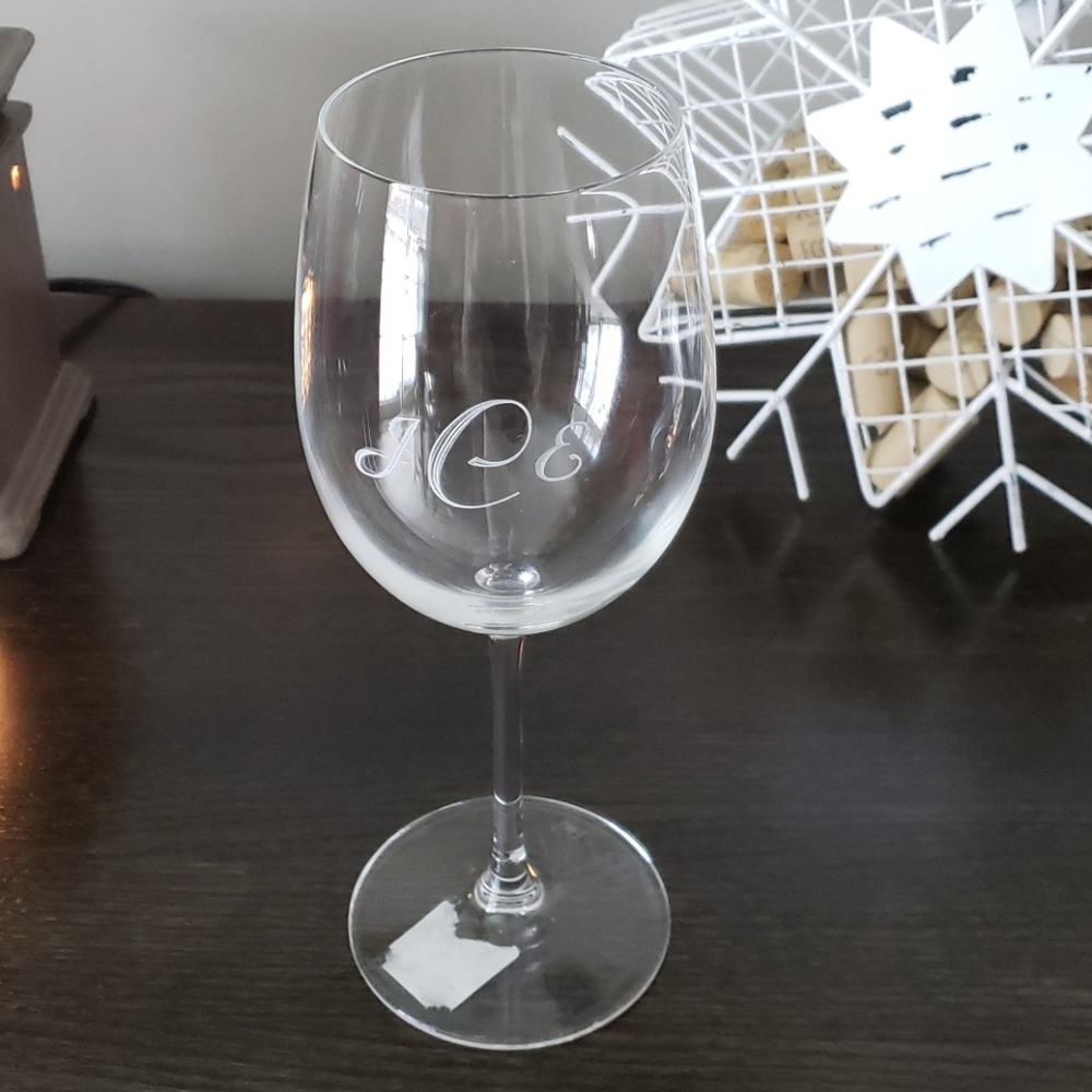 J.E.C. Monogrammed wine glass